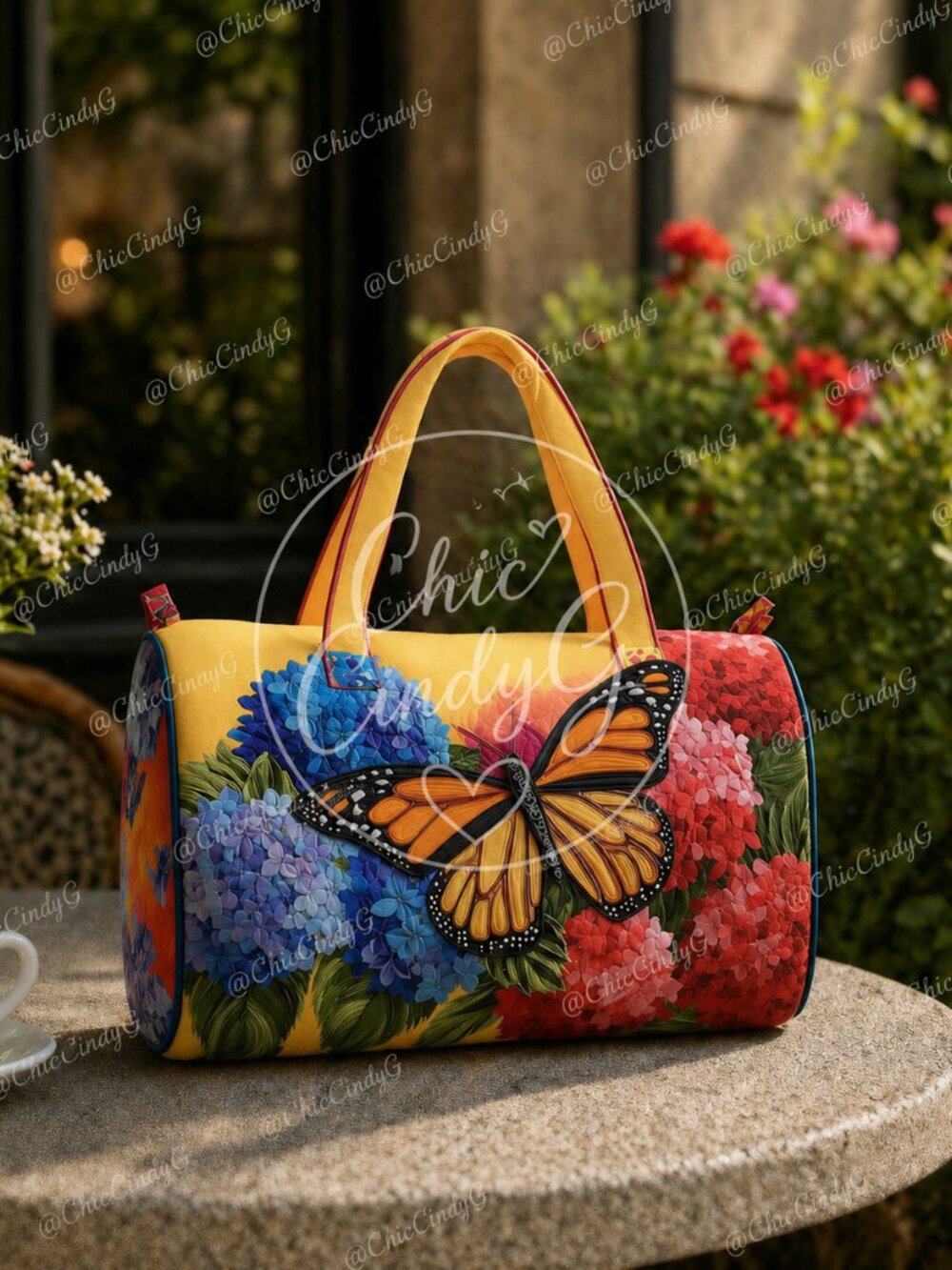 Butterfly Floral Weekender Duffel Bag Travel Gym Yoga Overnight Tote - Picture 2 of 6